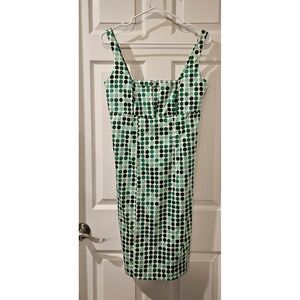 Calvin Klein Green Polka Dot‎ Sheath Dress Women's 8 Cotton Blend Career Party